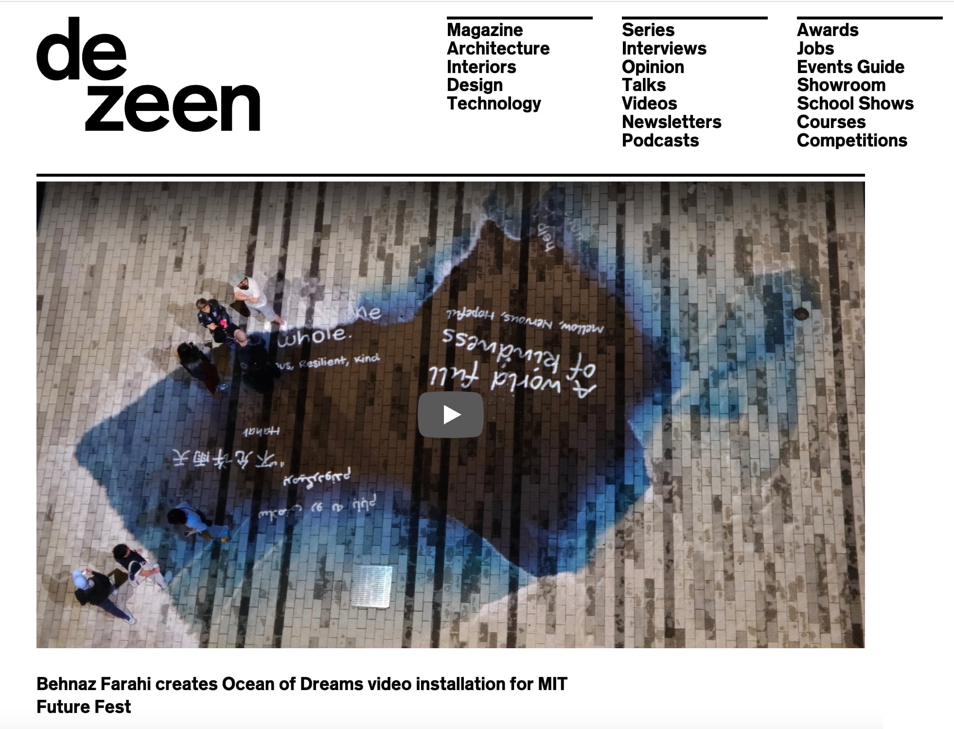 Ocean of Dreams featured in Dezeen